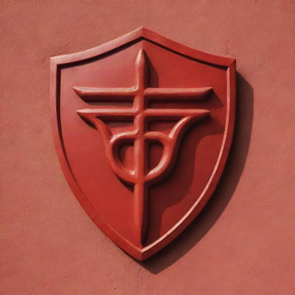 Revolutionize Your Walls with this Standout Red Shield Symbol