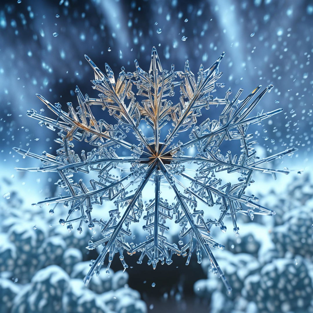Frozen Beauty: Iridescent Snowflake in Sunlit Bliss