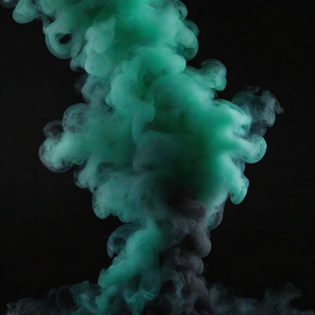 Enchanting Whispers: Emerald Green & Jet Black Swirling Magic Smoke