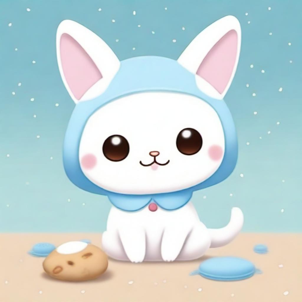 The Whimsical Meeting of Cinnamoroll and a Feline Friend