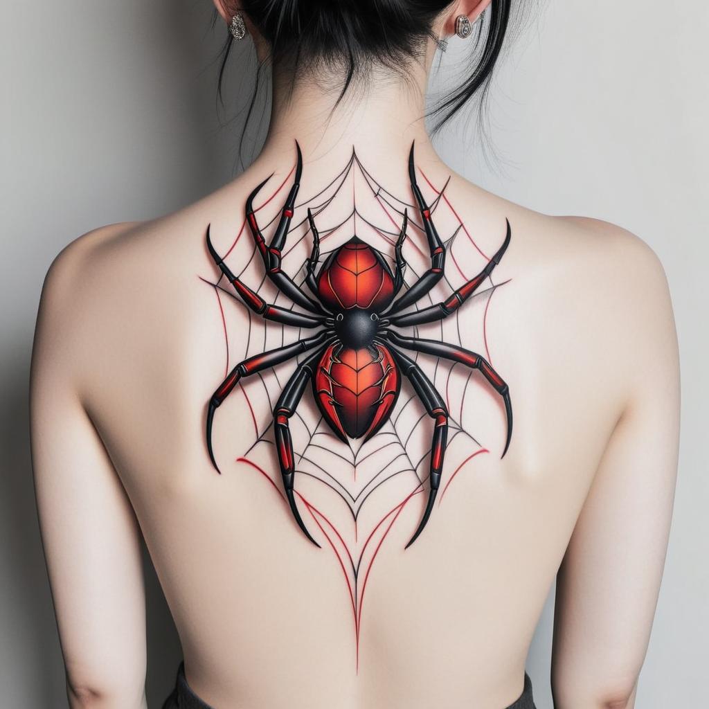 Unique Red Spider Tattoo Design - Intricate Line Art