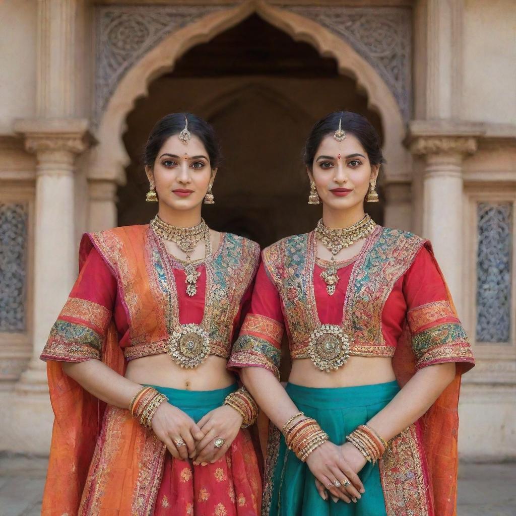 Celebrating Heritage: Twin Bashas in Traditional Gujarati Attire