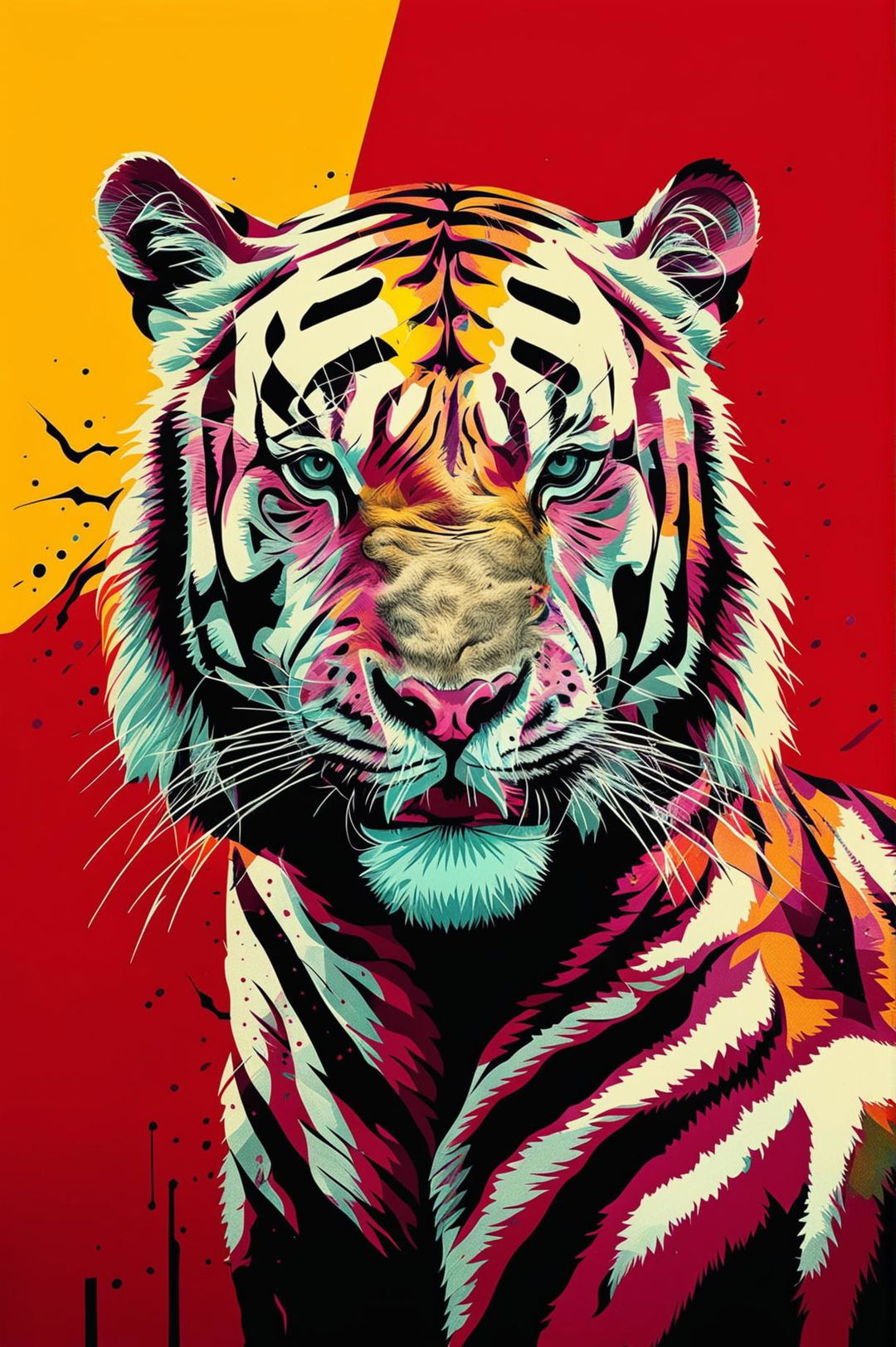 Bold Stylized Tiger Pop Art Wallpaper