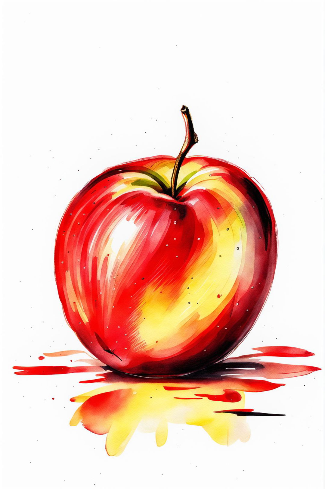 Ripened Red Delight: A Soft Watercolour Apple