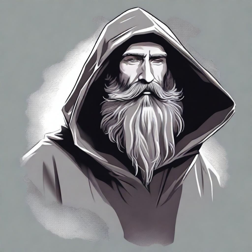 Mystic Bearded Wizard - Hooded Poncho T-Shirt Design
