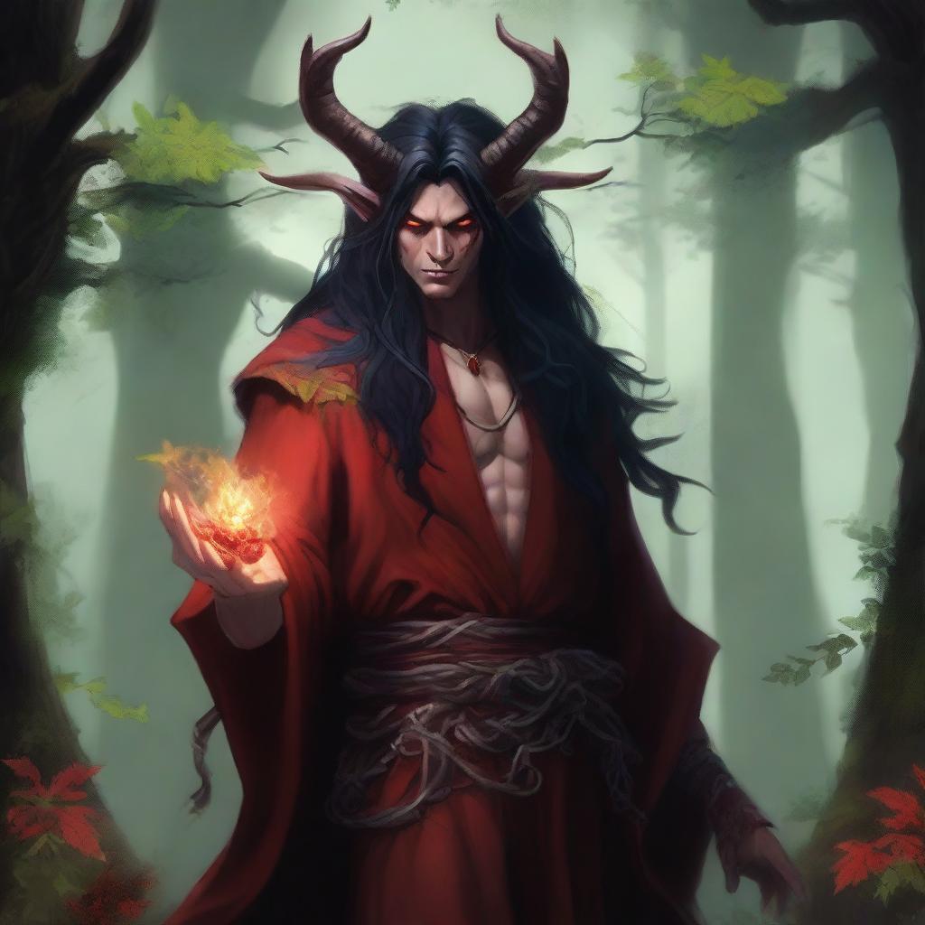 Mystical Druid Tiefling: The Red-Skinned Guardian