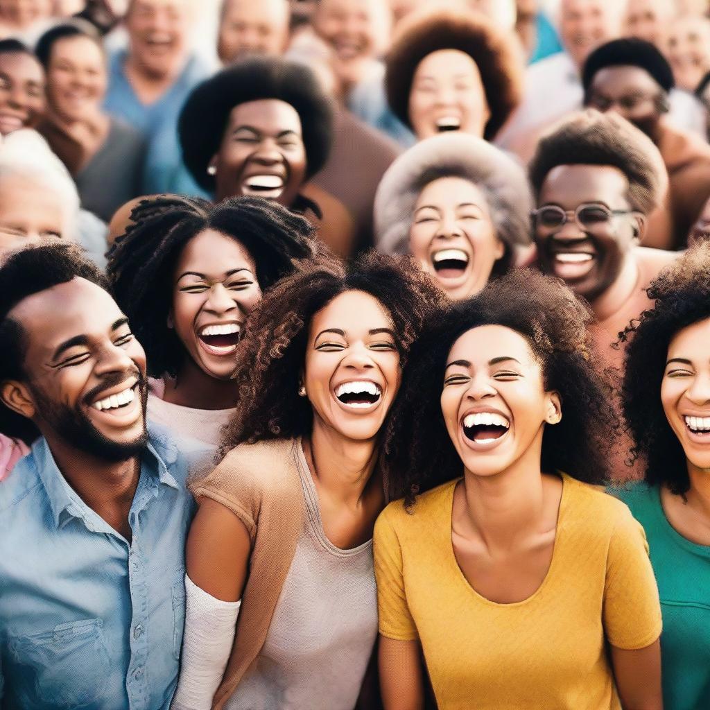 Bursting with Joy: A Crowd of Laughing Faces