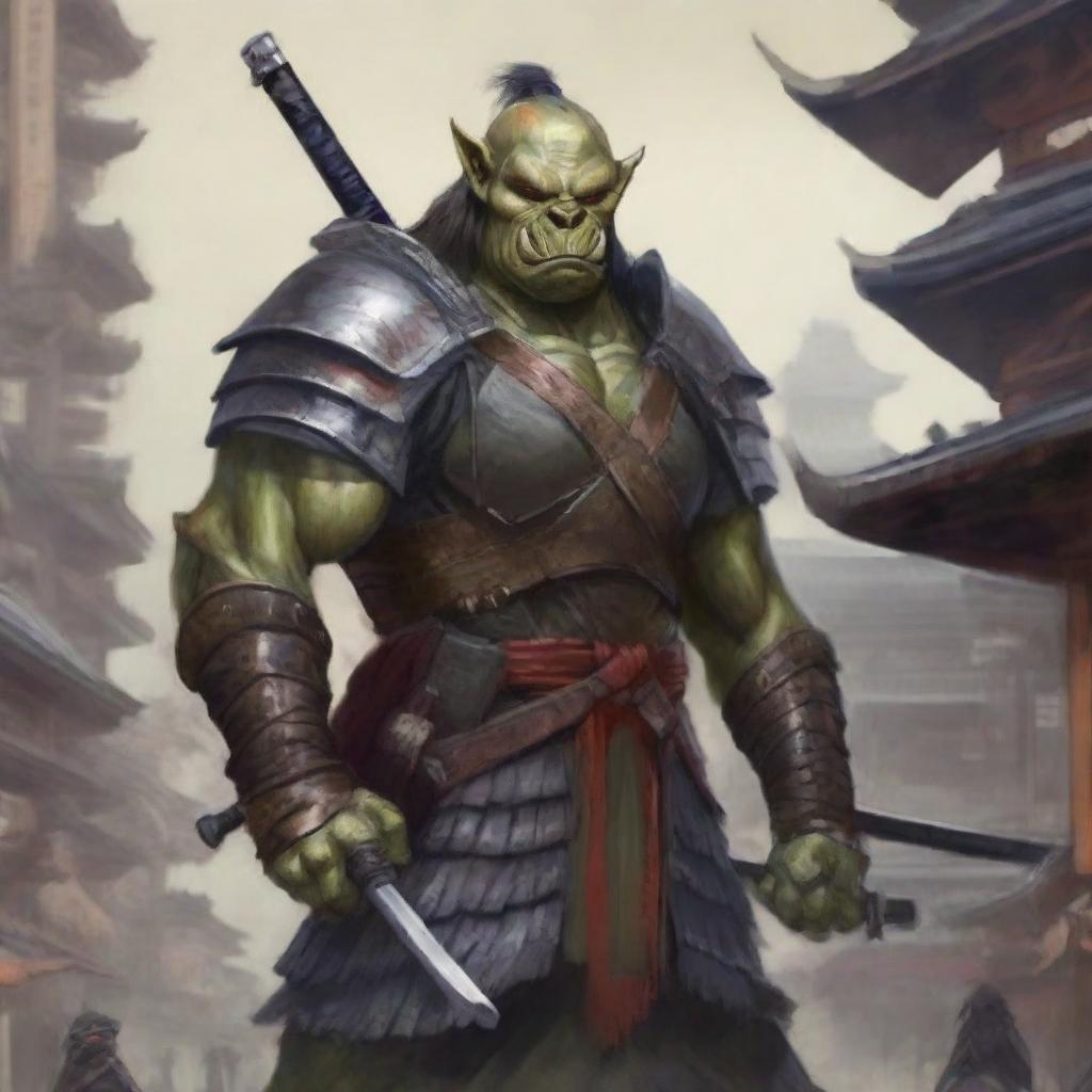 Orc Warrior Meets Old Japan