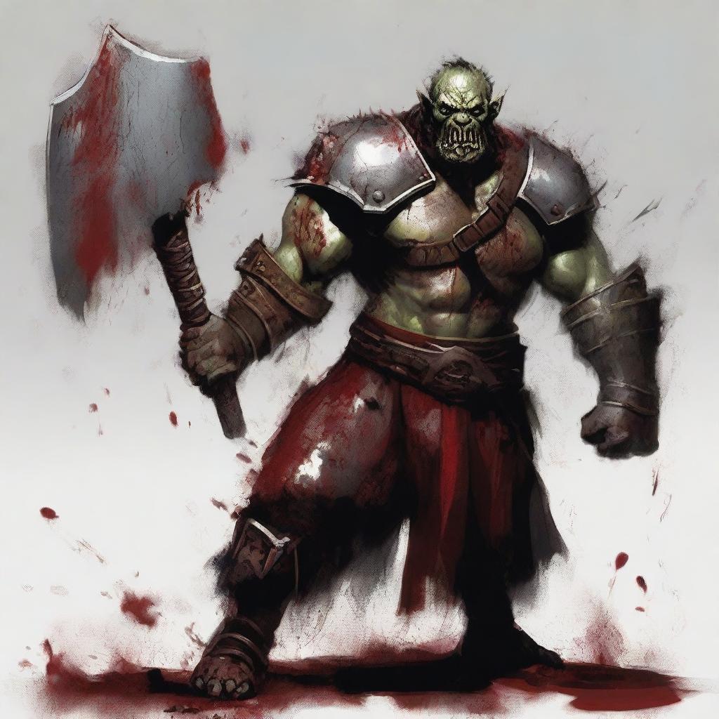 Battle-Tested: Orc Gladiator Wielding Double-Sided Axe