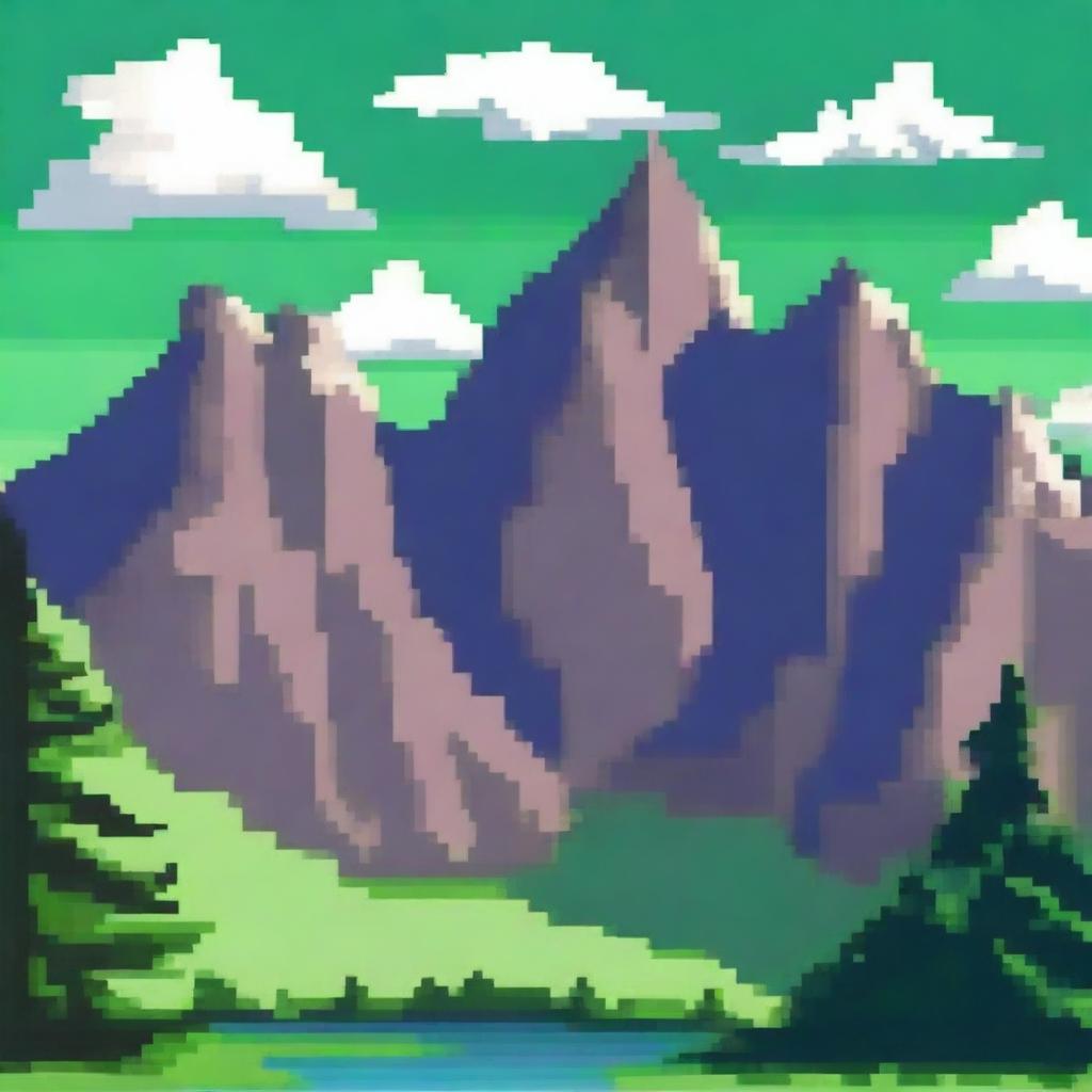 Pixel Art: Majestic Mountain Range