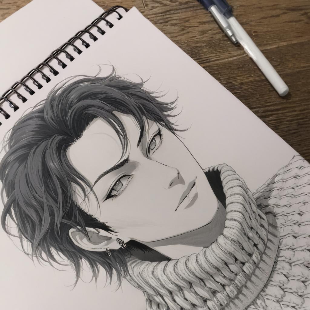 Unique Anime-Inspired Boys Hairstyle Sketch