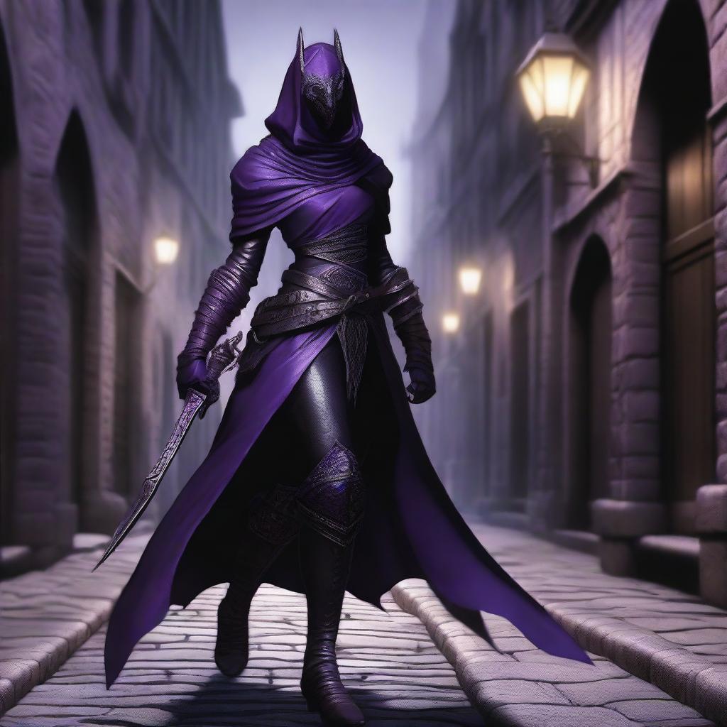 Stealthy Secret: Meet the Black & Purple Dragonborn Rogue