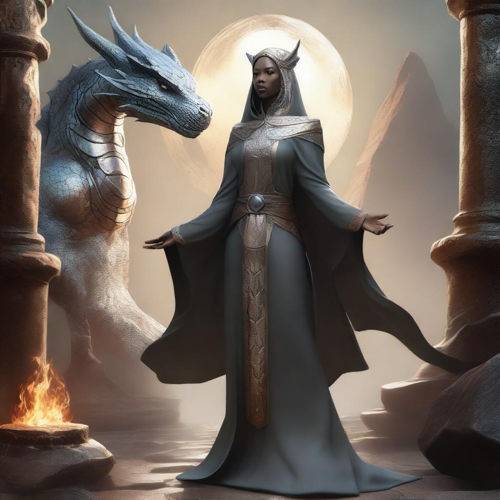 Moonlit Magic: Silver Dragonborn Wizard