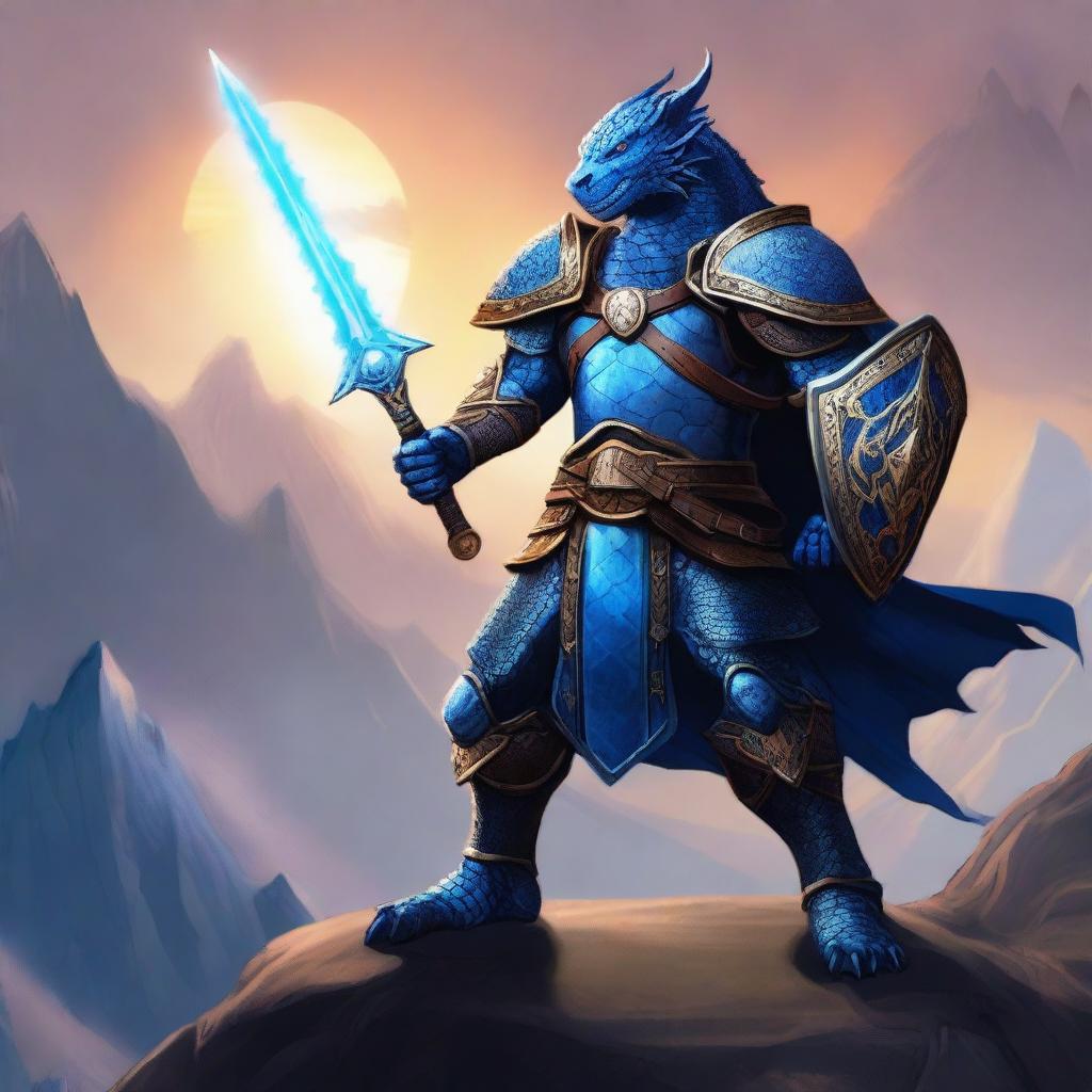Majestic Guardian: Blue Dragonborn Paladin