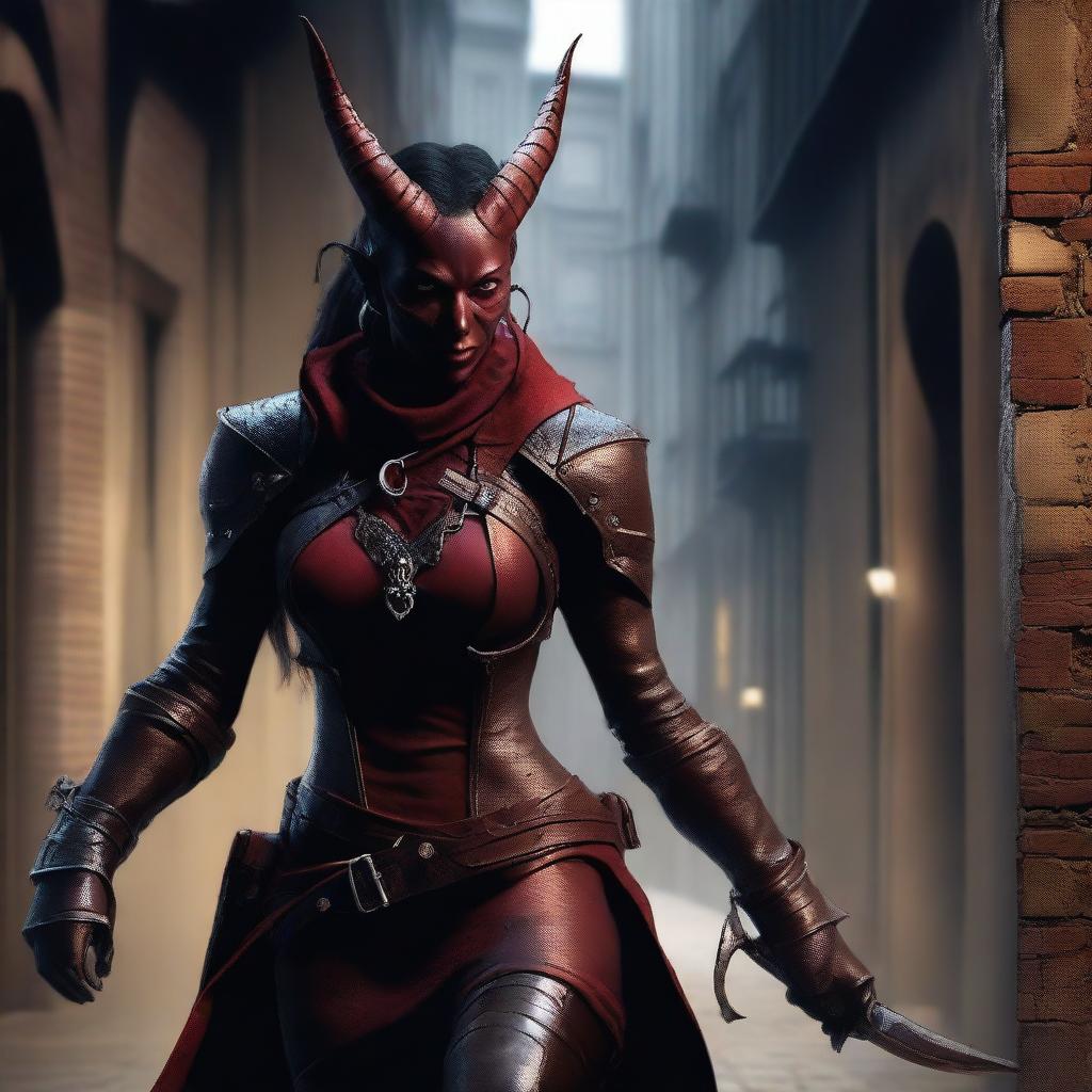 Stealthy Elegance: The Female Tiefling Rogue