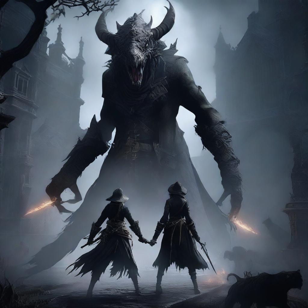 Epic Battle: Fierce Female Hunter vs. Beast in Bloodborne