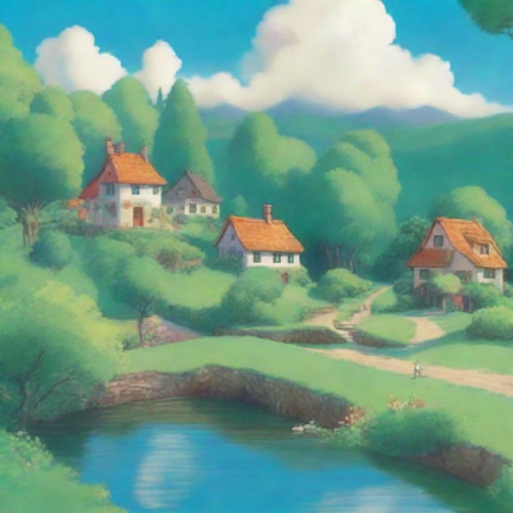 Enchanting Studio Ghibli-Inspired Landscape