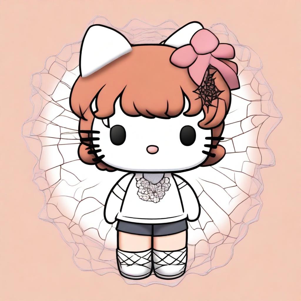 Adorable Hello Kitty with Curly Copper Hair