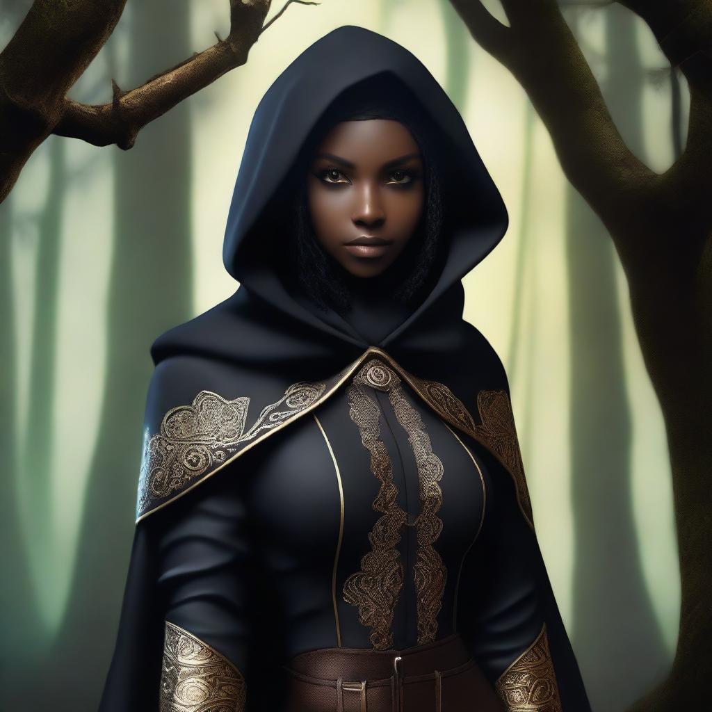 Mystical Black Elf Rogue with Golden Eyes