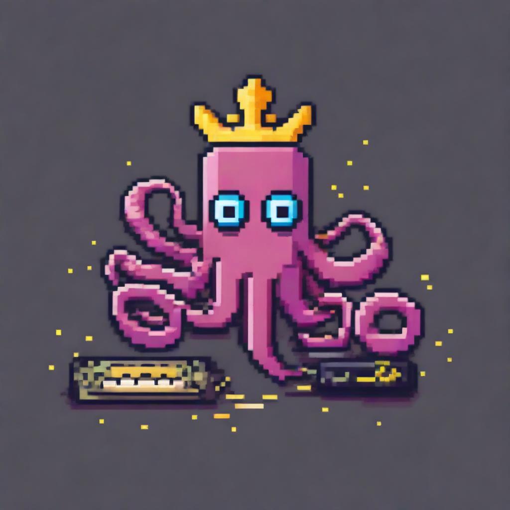 Pixel Art Grumpy Octopus Logo