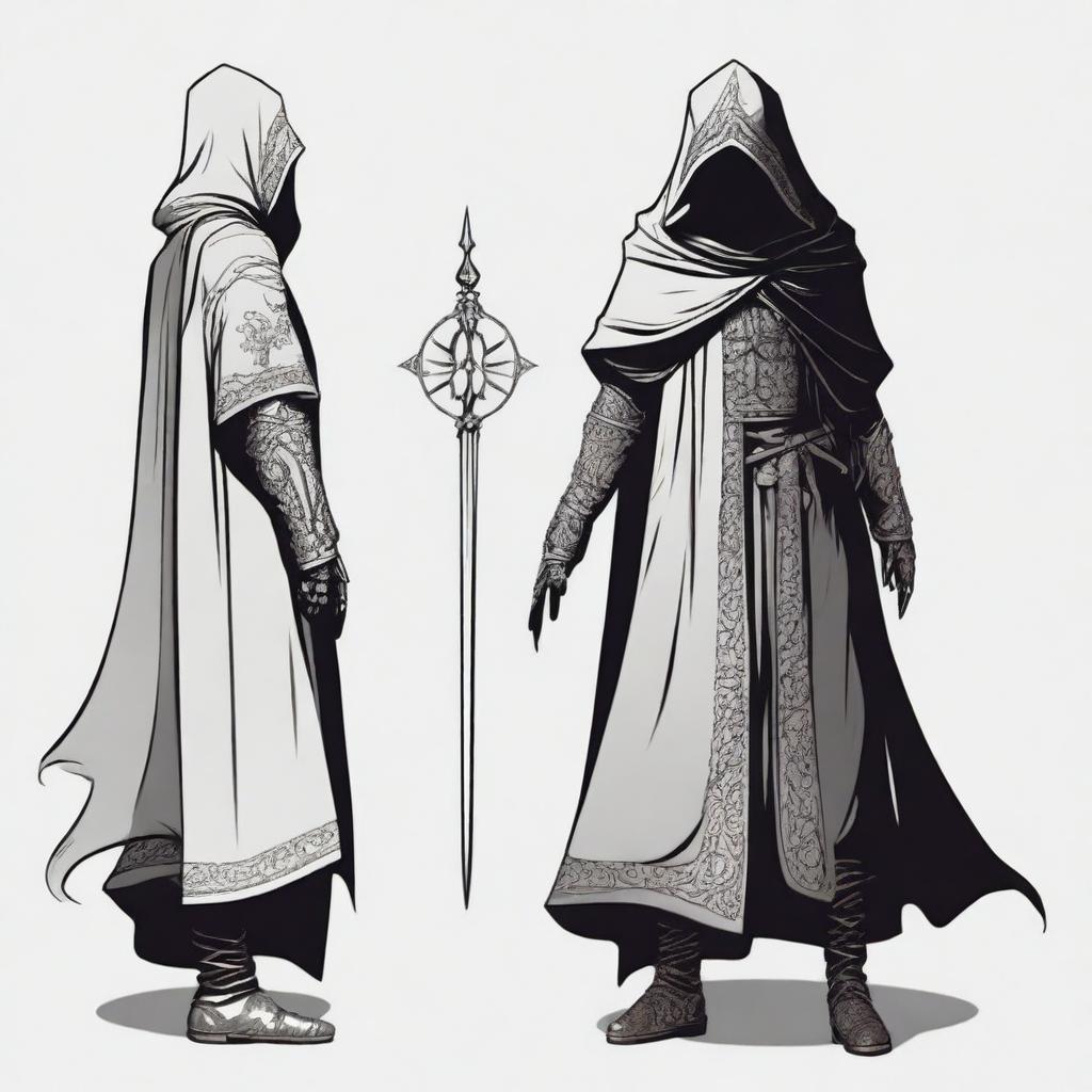 Mystical Hooded Figure with Iron Mask