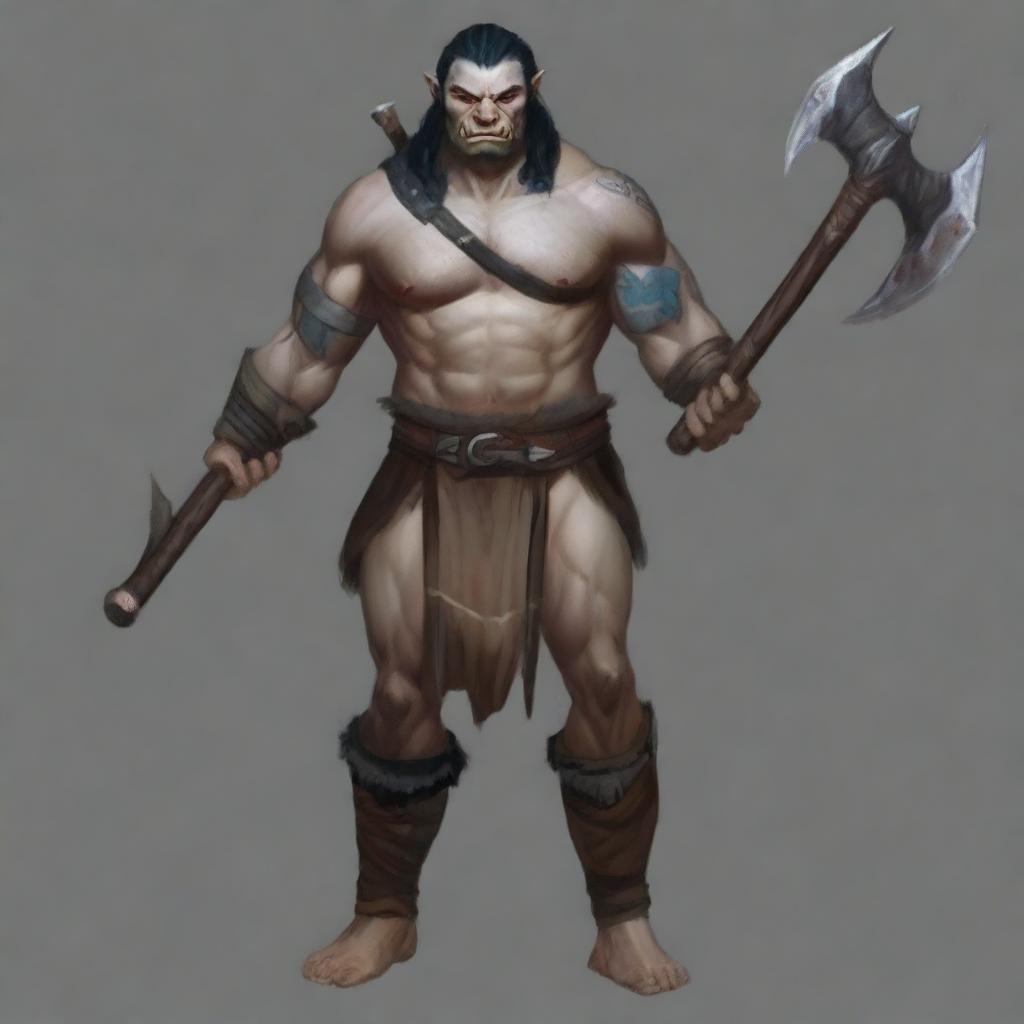 Fierce Half-Orc Barbarian: Unleash Your Inner Warrior