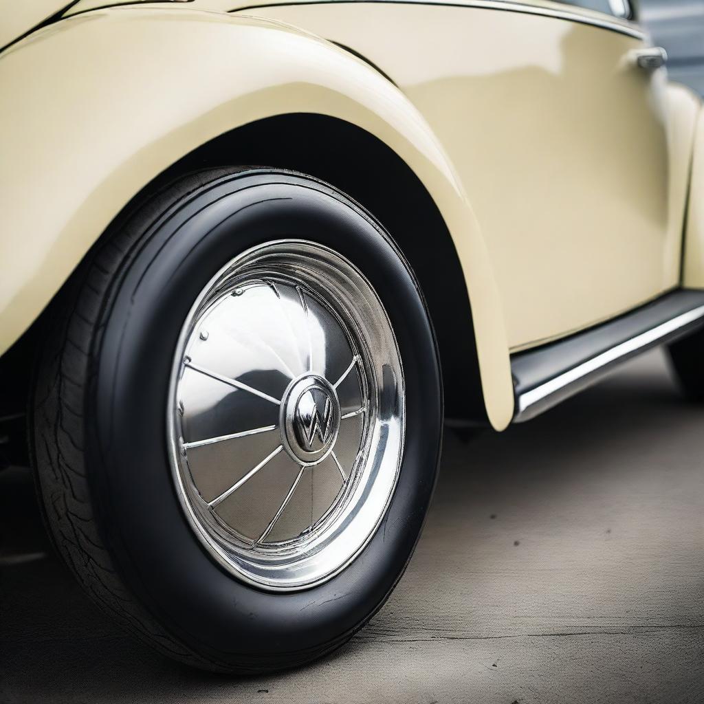 Classic Charm: Volkswagen Beetle Wheel Close-Up