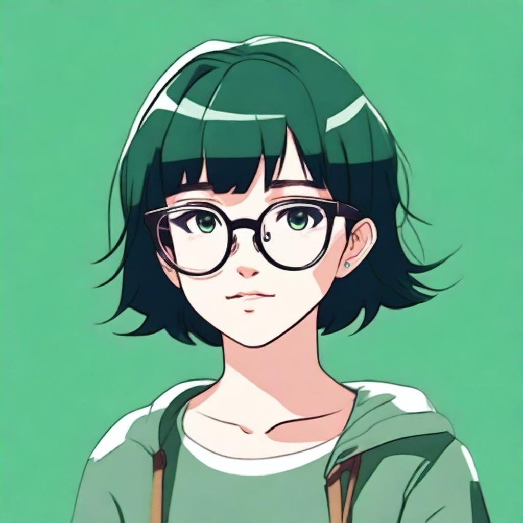 Chic Anime Girl with Glasses