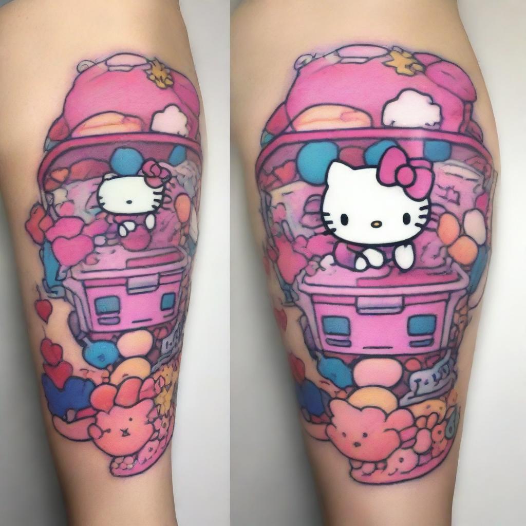 Kawaii Claw Machine Tattoo Design