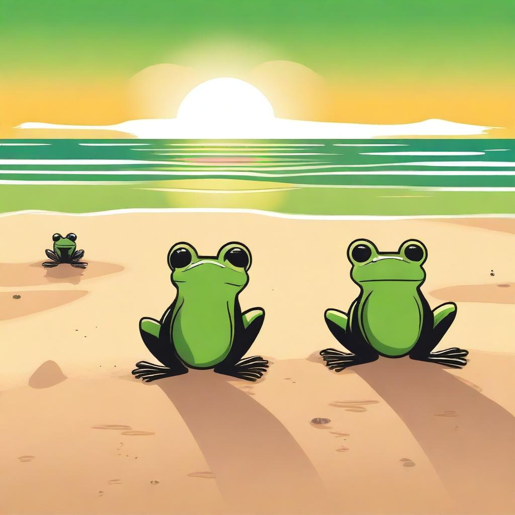 Cartoon Serenity: Sunset Beach Bliss