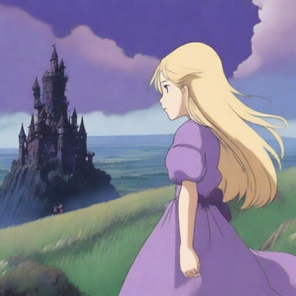 Dreamy Wanderlust: Woman Gazing at Howls Moving Castle
