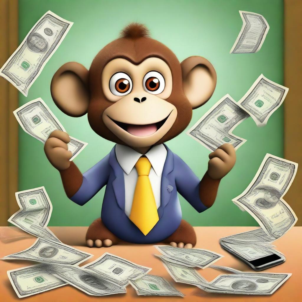 Dapper Monkey Surprised by Wealth