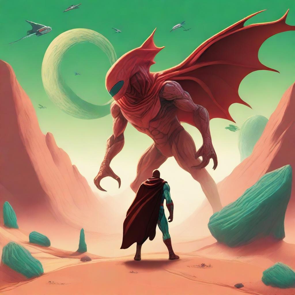 Epic Showdown: Superhero vs. Sand Drake