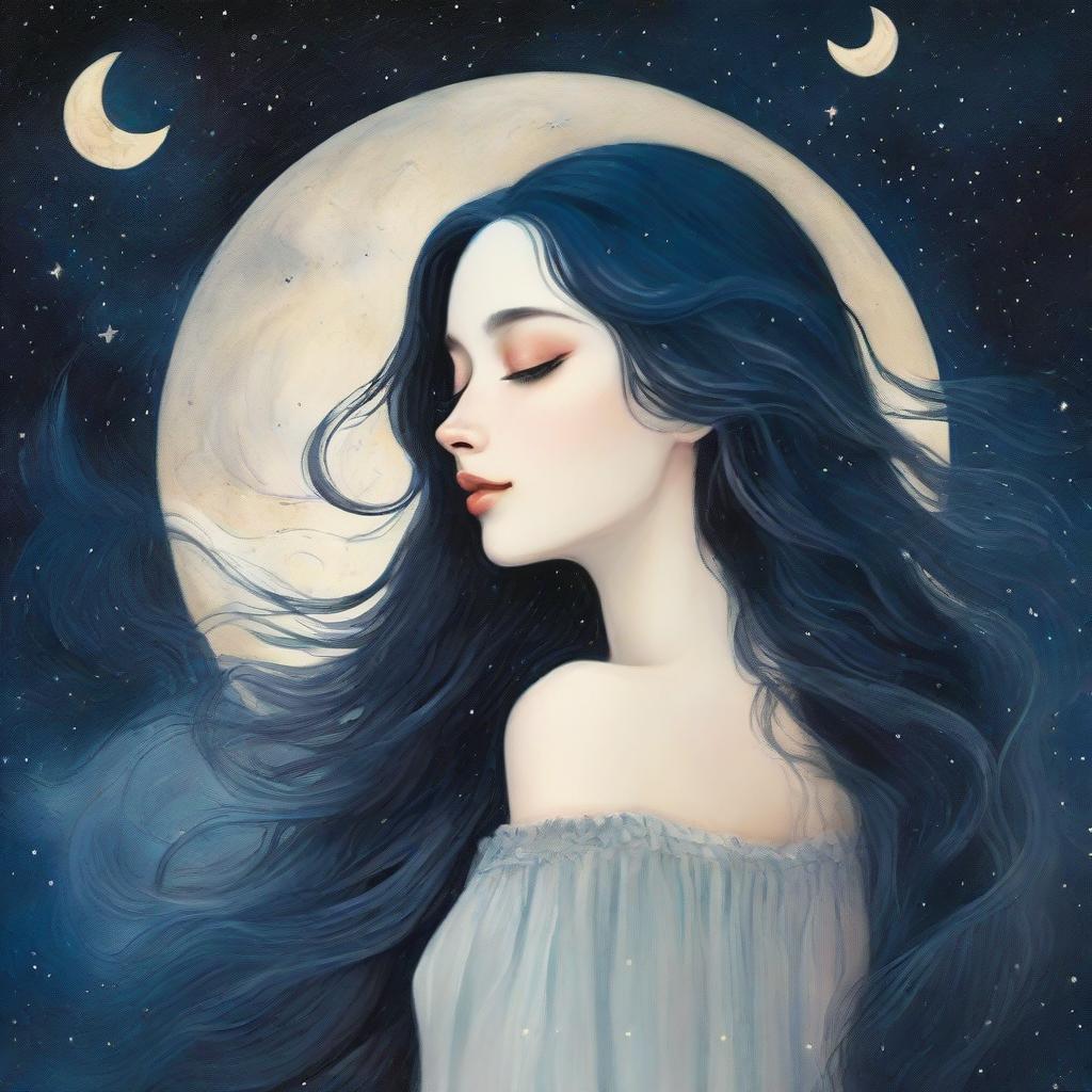 Unleash Your Imagination: Starry Night Sky with Full Moon