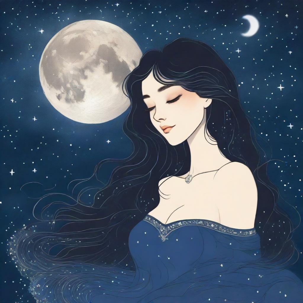 Embrace the Night: Starry Sky with Full Moon
