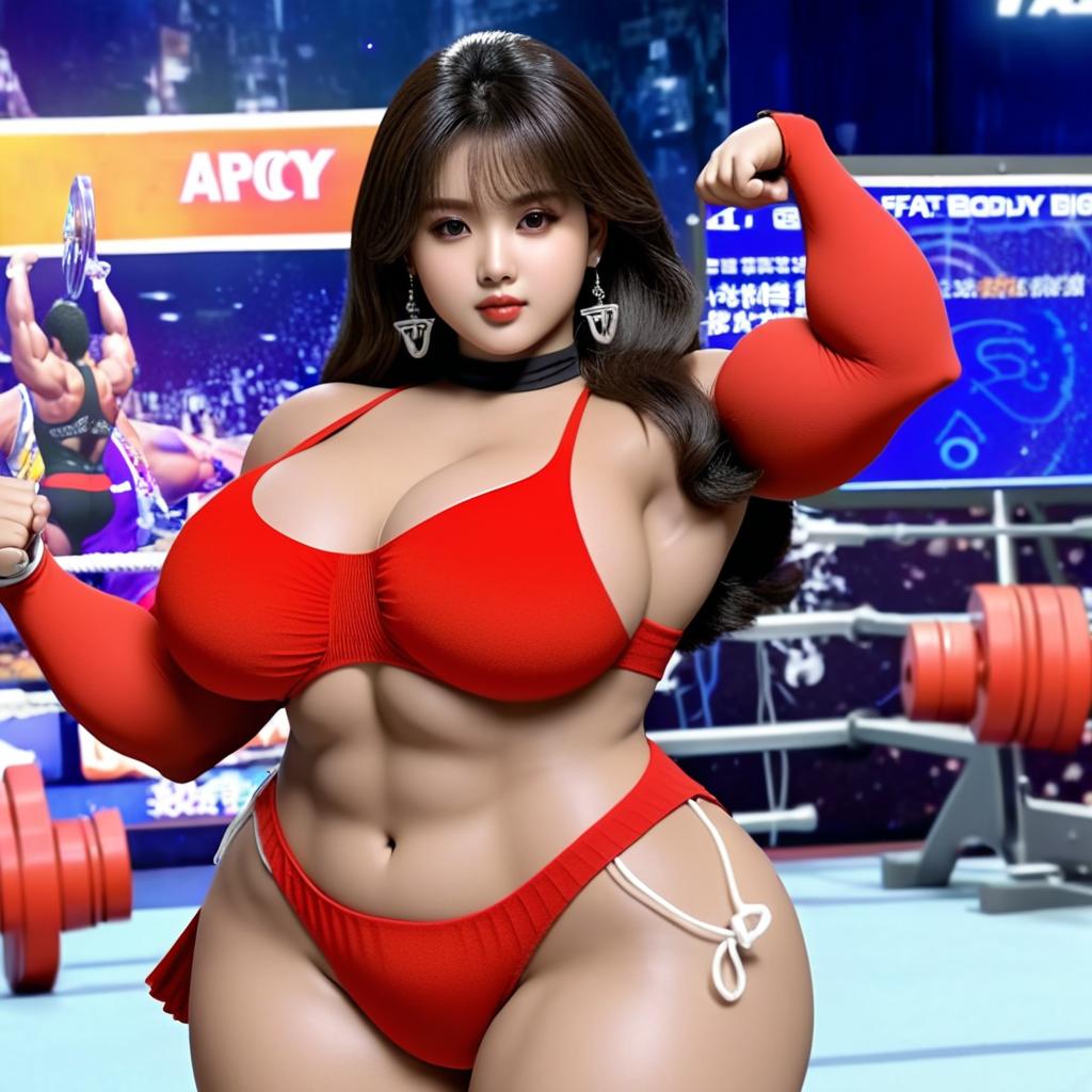 Empower Your Strength: Muscular Woman in Red Bikini