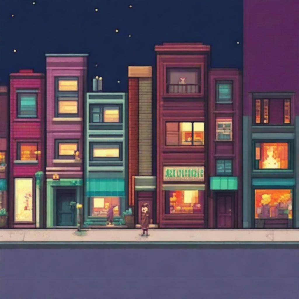 Nostalgic 90s Street Pixel Art Scene