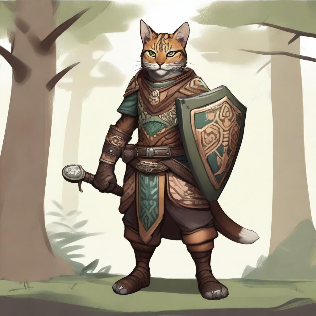 Mystical Tabaxi Druid in Leather Armor