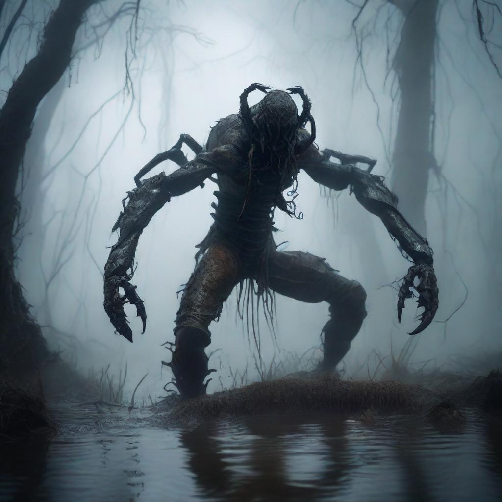 Unleash the Uncanny: Human-Scorpion Hybrid from the Swamp