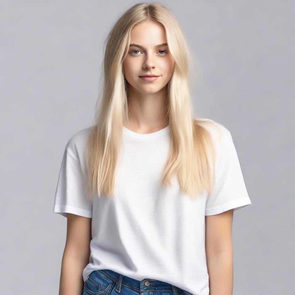 Effortless Style: Long Blonde Hair & Tee