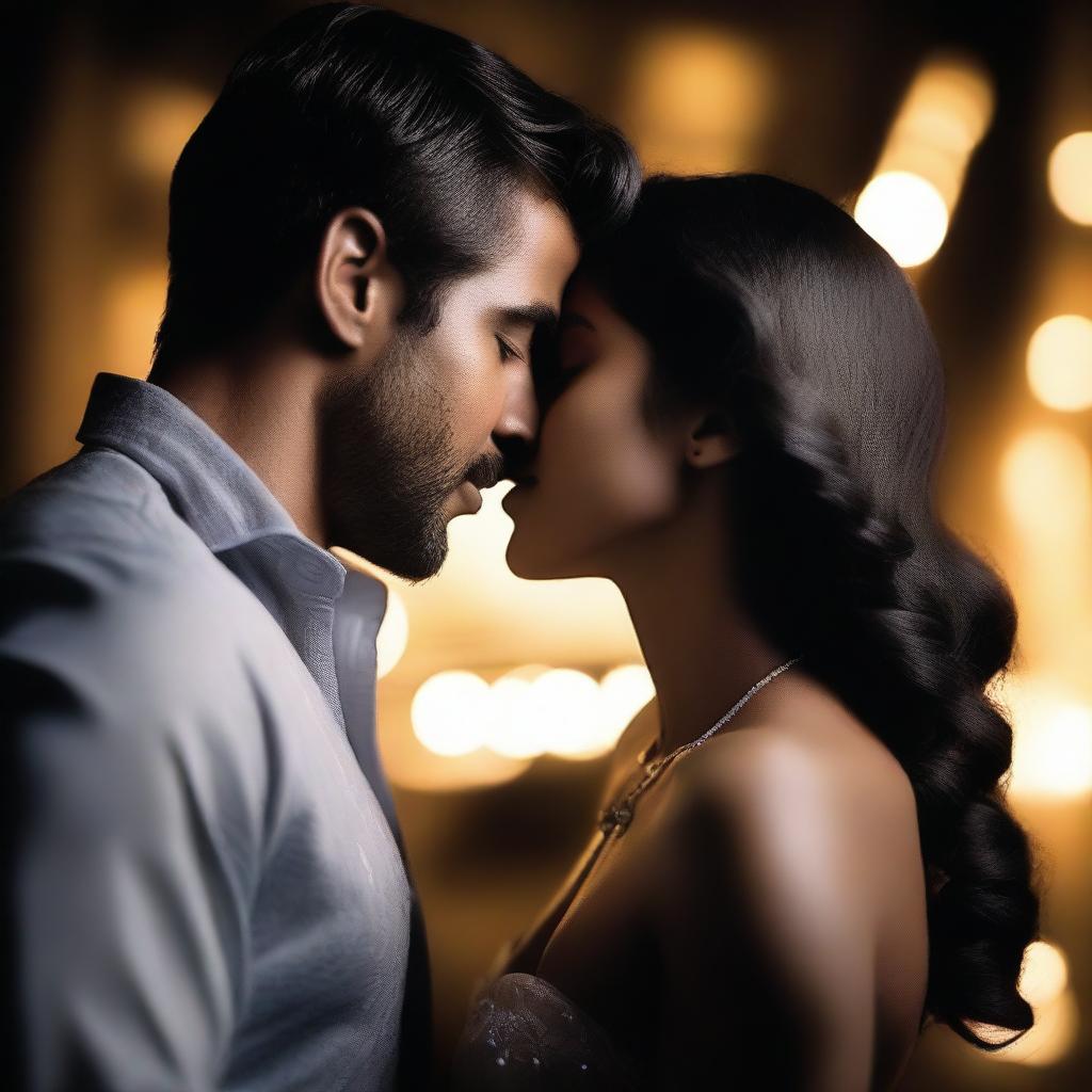 Intimate Moments: A Couple Kissing in the Dark