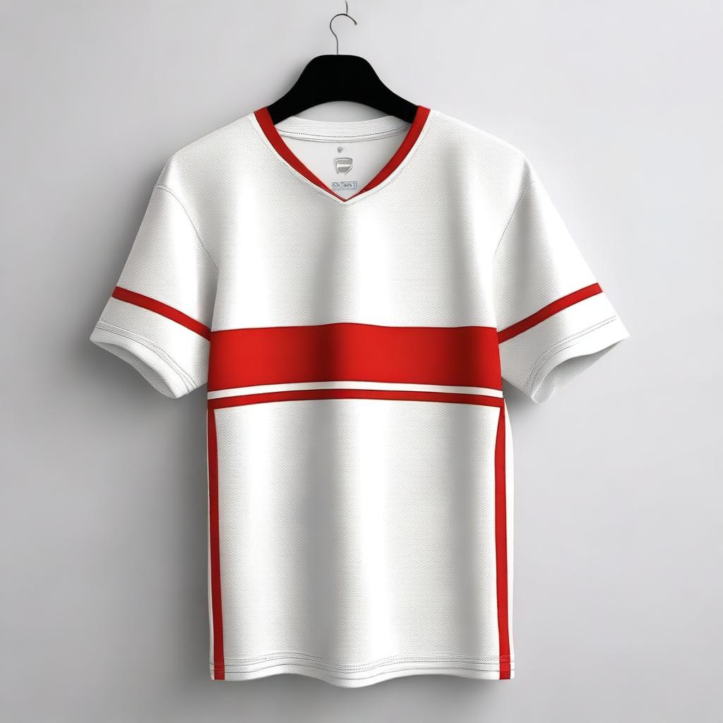 Bold & Vibrant: White Jersey with Red Stripes