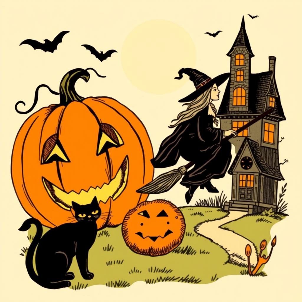 Spook-tacular Vintage Halloween Clipart