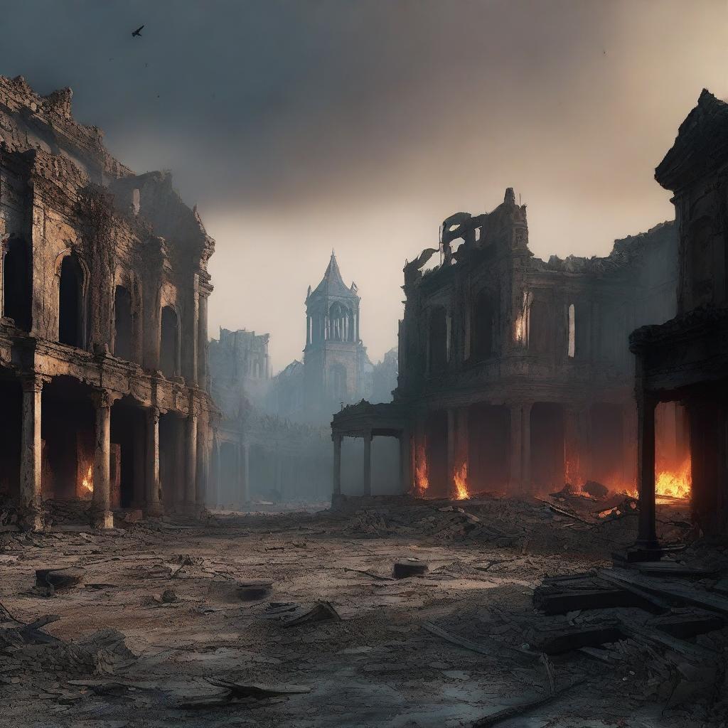 Explore the Haunting Beauty of a Smoldering Town Ruin