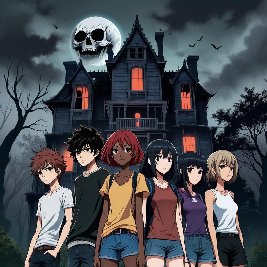 Eerie Halloween Anime: Ghostly Girl & Haunted House