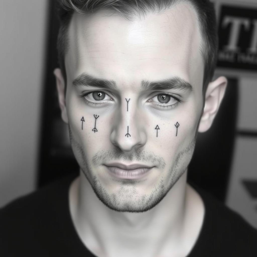 Minimalist Face Tattoo Design for Men