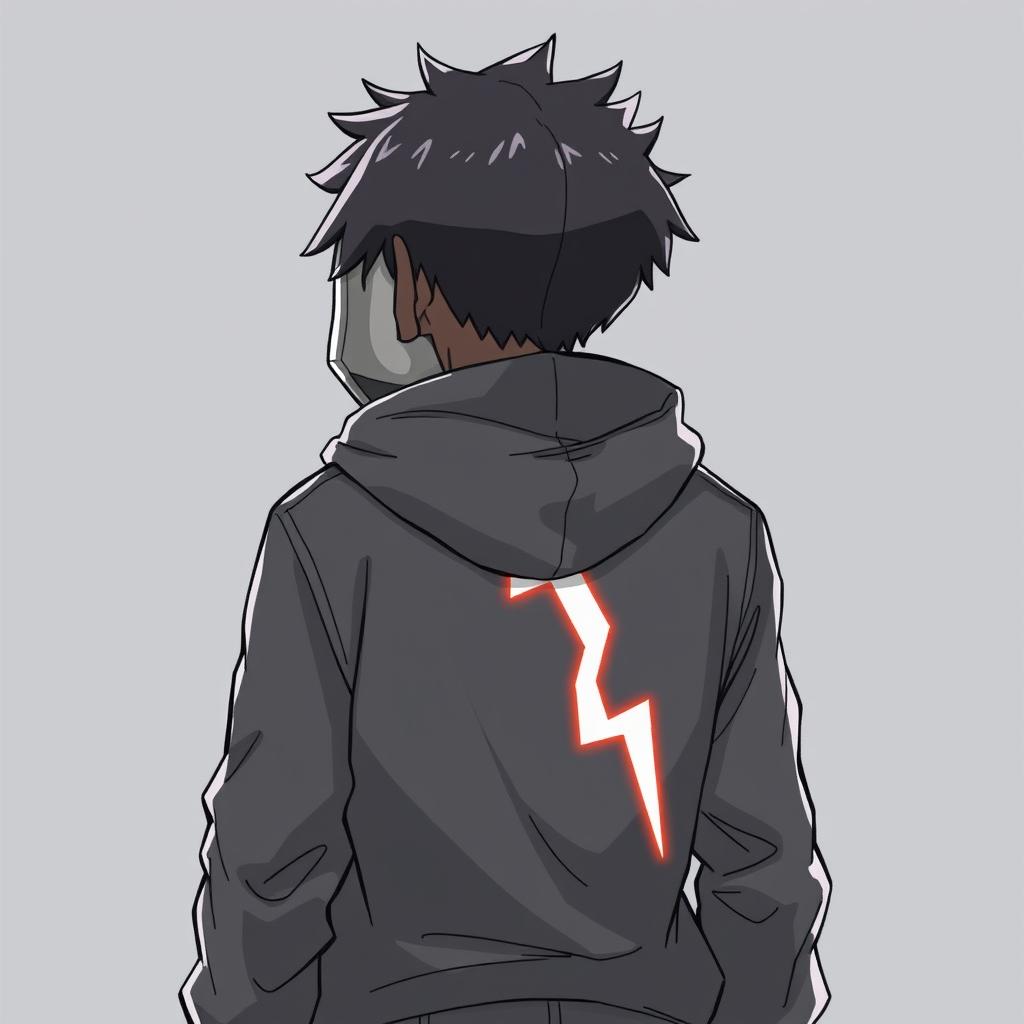 Epic Anime Boy in Hoodie with Lightning Bolt