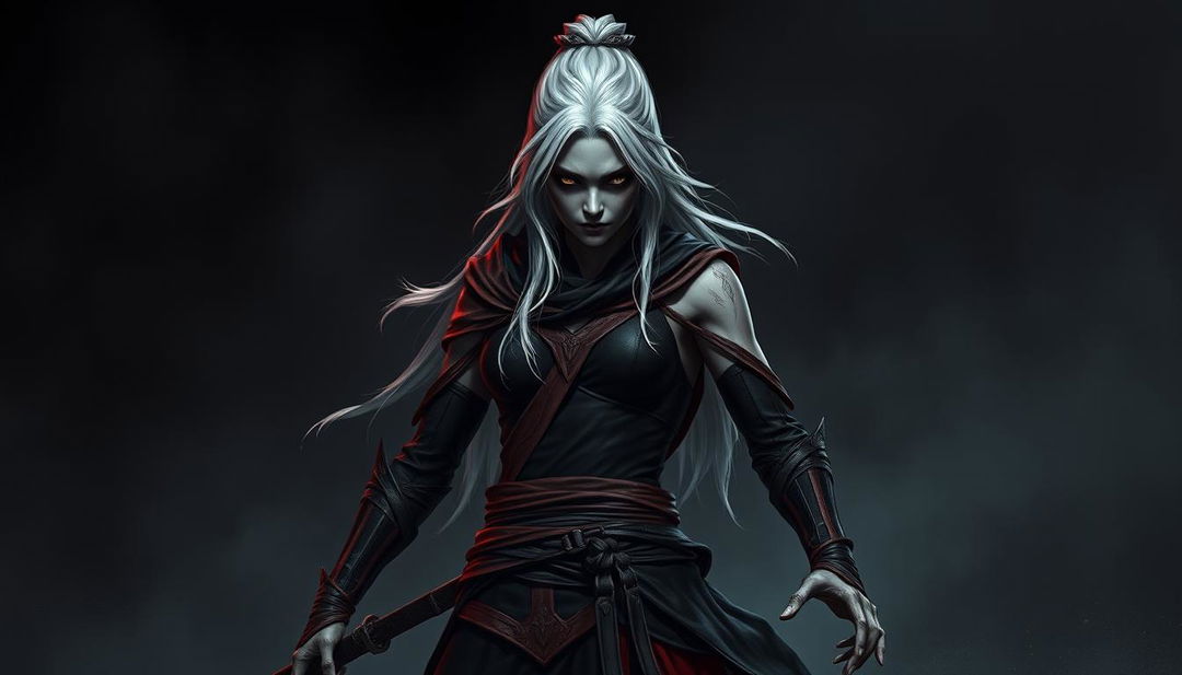 Enigmatic Shadows: Shadar-Kai Monk Follower of the Raven Queen