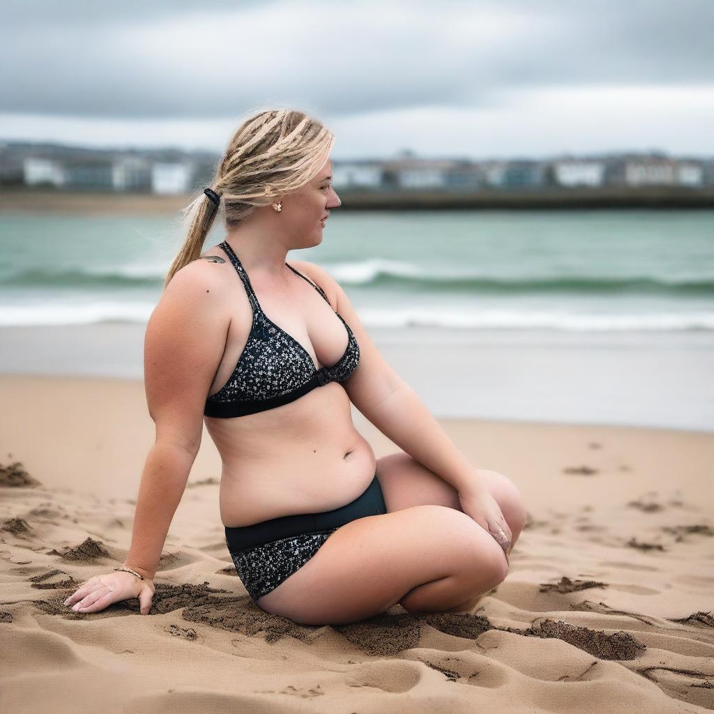 Seaside Serenity: Chubby Blonde on St Ives Beach