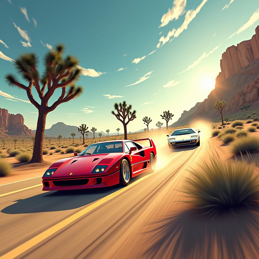 Desert Showdown: Ferrari F40 vs Lamborghini Countach